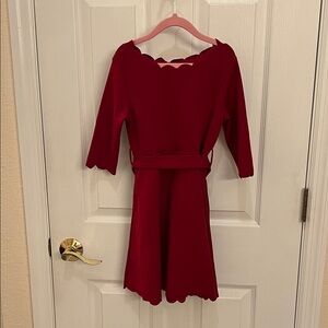 Charming Scalloped Red Kids Dress